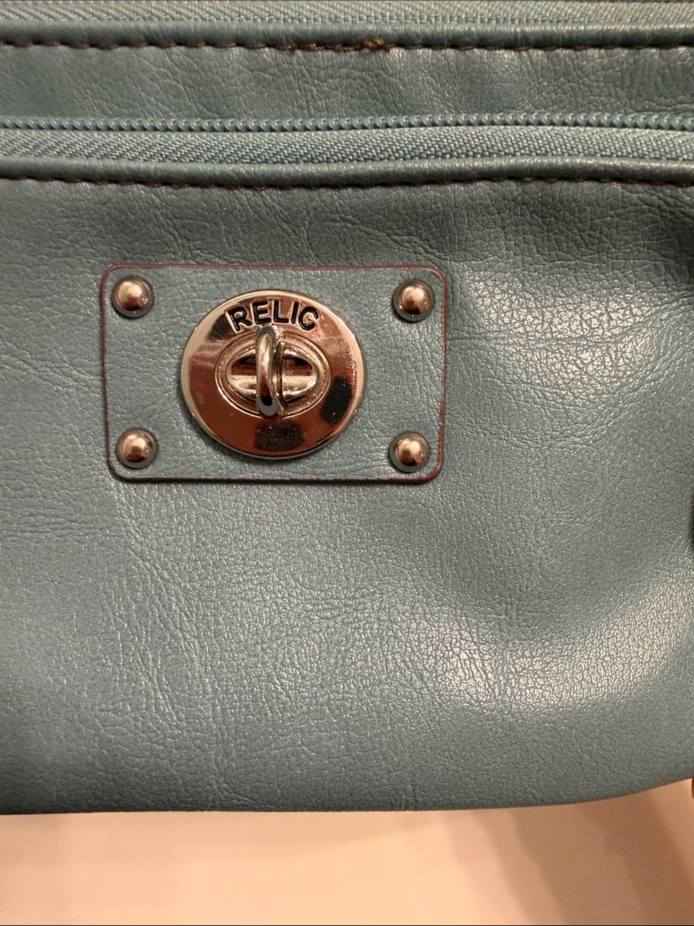 Relic Teal Blue Double Zip Wristlet Wallet Turn Lock Organizer - Picture 2 of 9